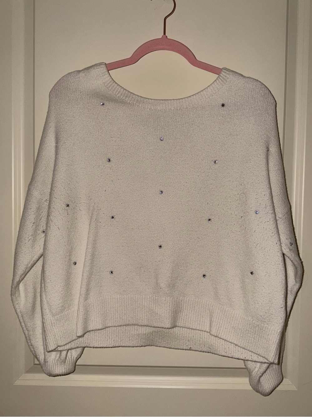 Old Navy White Rhinestone Sweater- Size L
